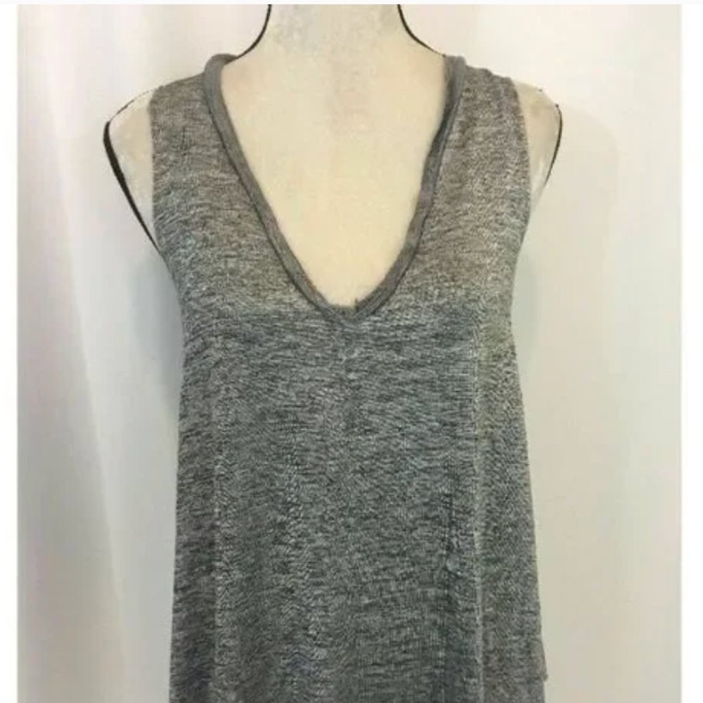 Zara Womens Solid Gray Grey V Neck Tank Top